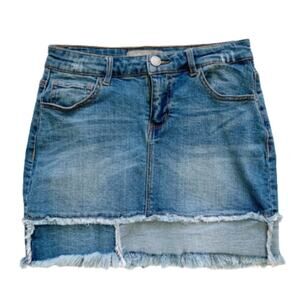 2Sable by Black Label Jean Skirt Distressed Frayed Hem Denim Mini Skirt Small